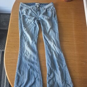 Garage Light Blue Distressed Flare Jeans